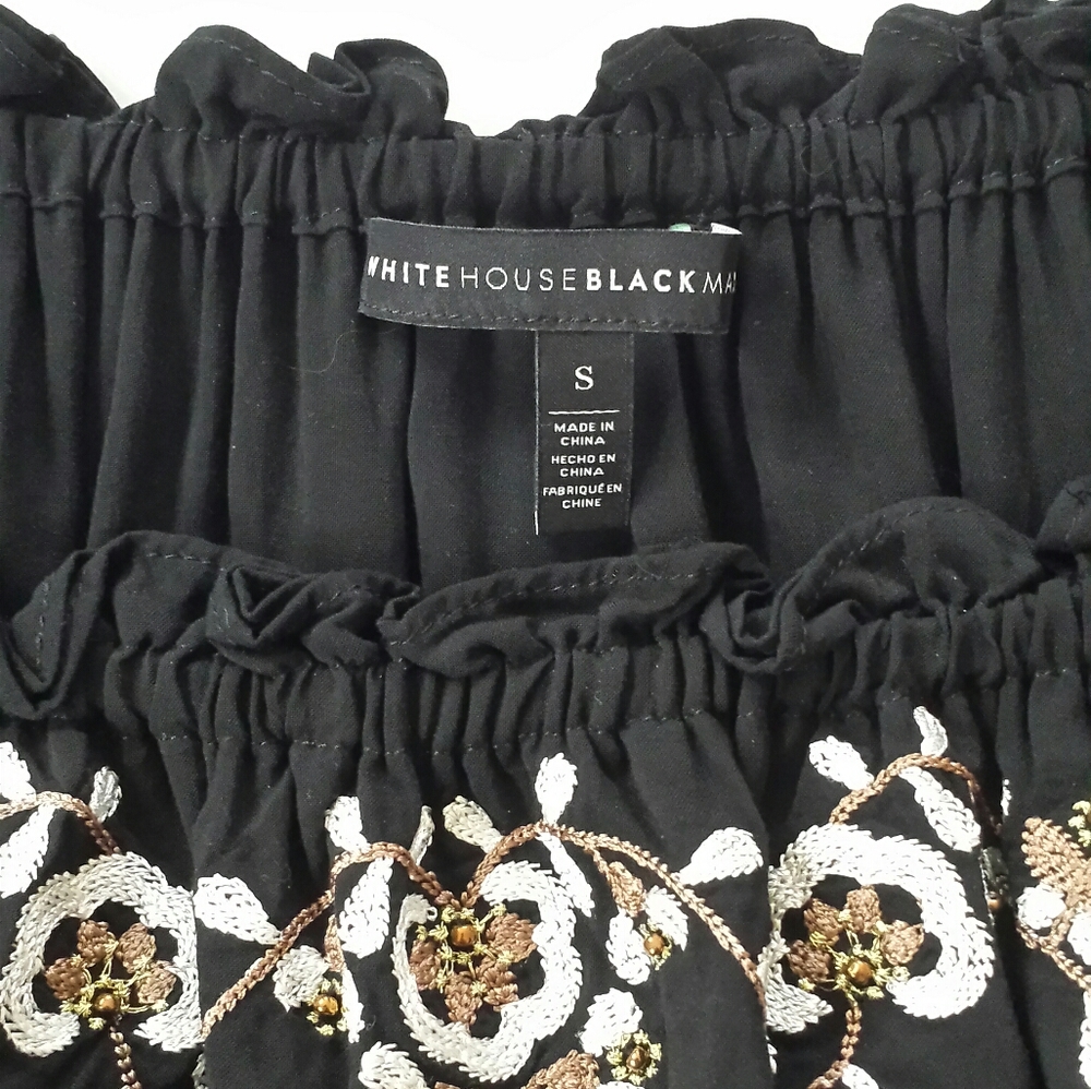 WHBM Black Embroidered Peasant Boho Dress Size S - Picture 3 of 9